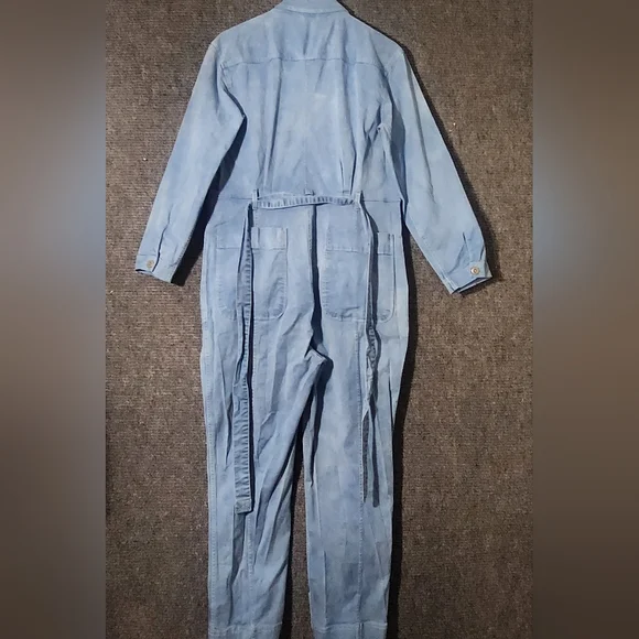 ALEX MILL Indigo Dyed Expedition Linen Cotton Blend Jumpsuit Size L - Picture 2 of 16